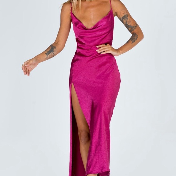 Princess Polly Walk The Line Maxi Dress in Magenta - Picture 1 of 5